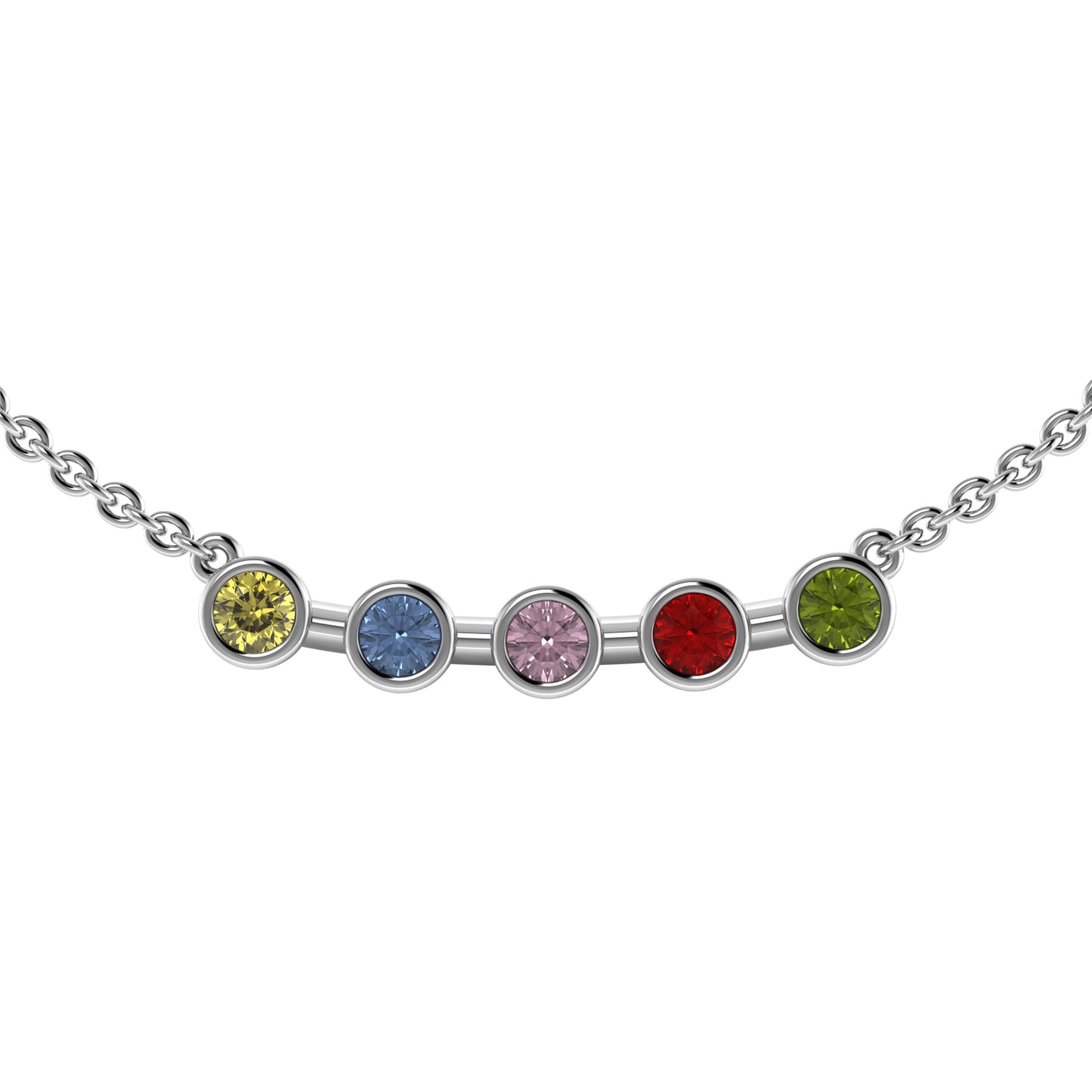 The 5 Rounds Sapphire Necklace - 18K / Platinum