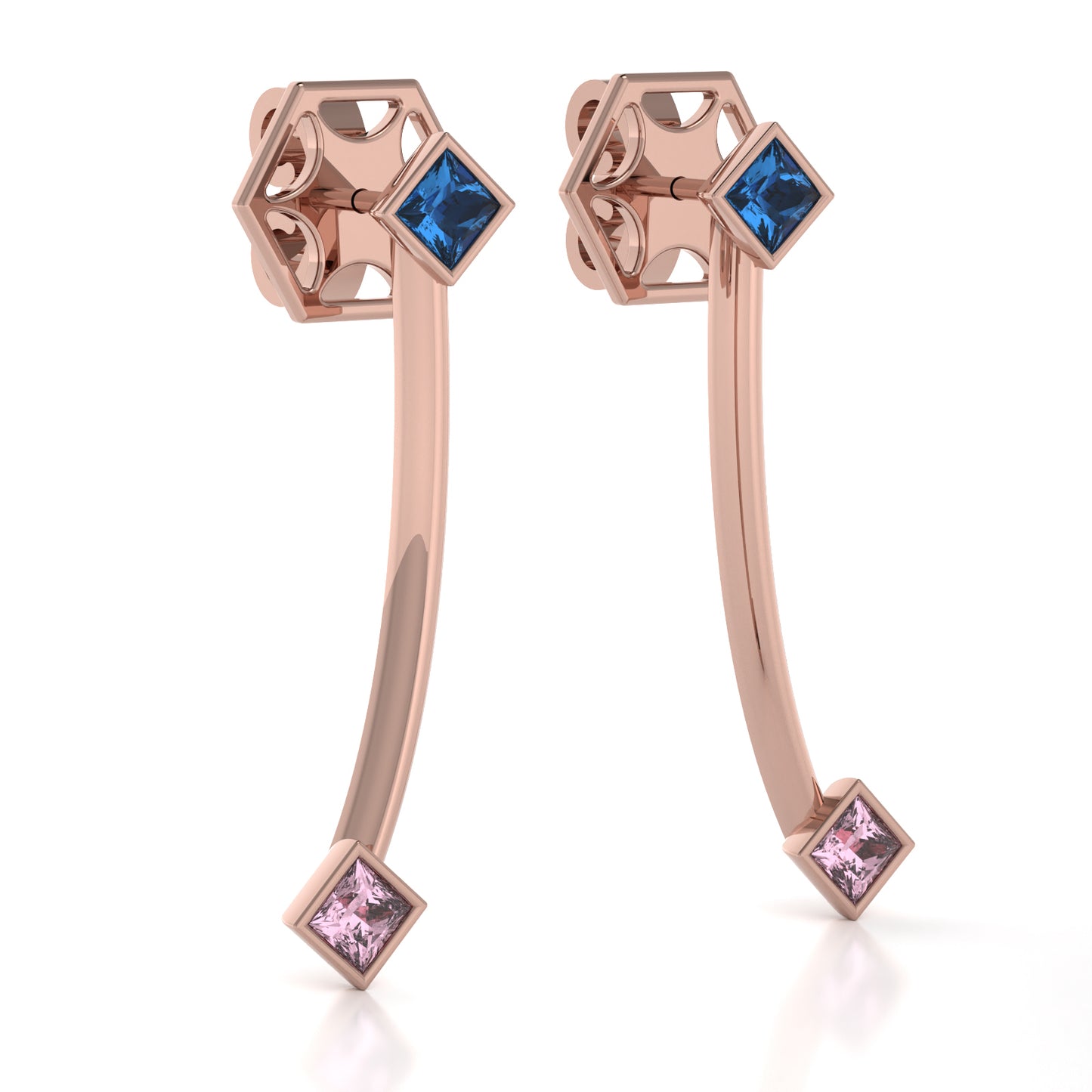The Mingled Princesses Earrings - Double Princess - 18K / Platinum