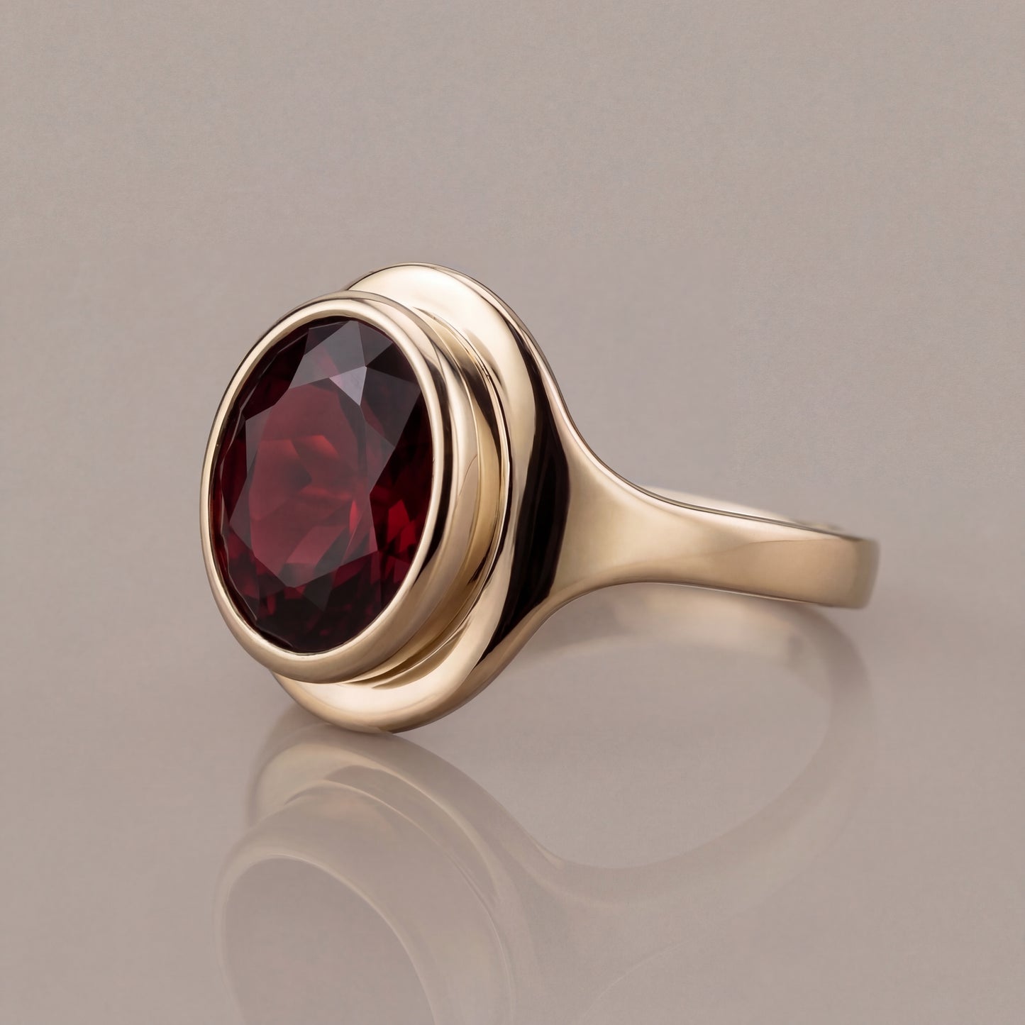 2.5ct Oval Amethyst Signet Ring - Natural Stone - February Birthstone