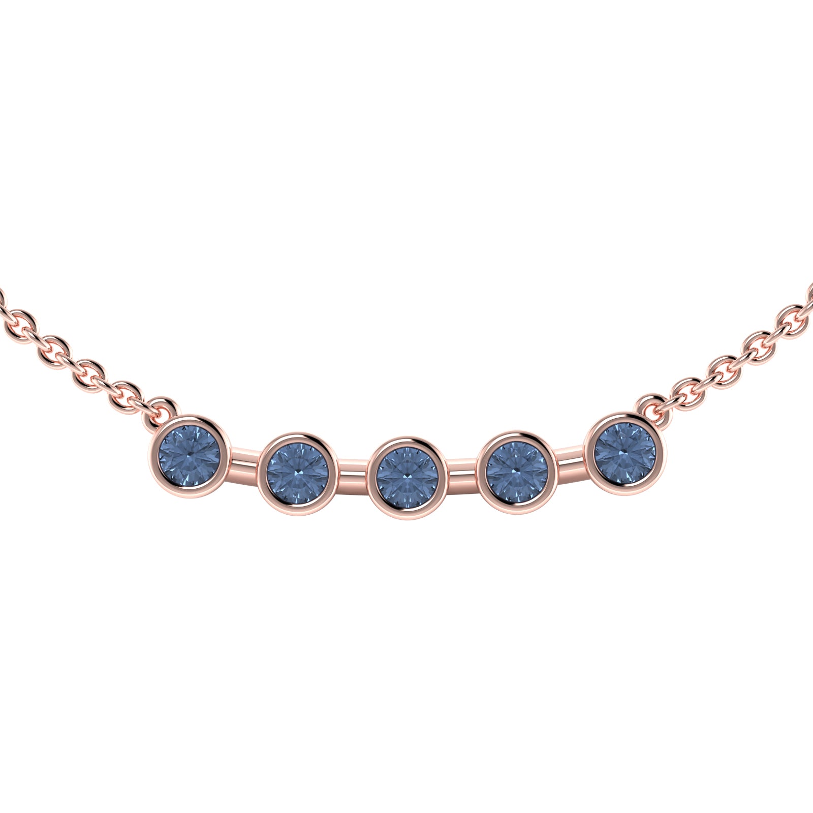 The 5 Rounds Sapphire Necklace - 18K / Platinum