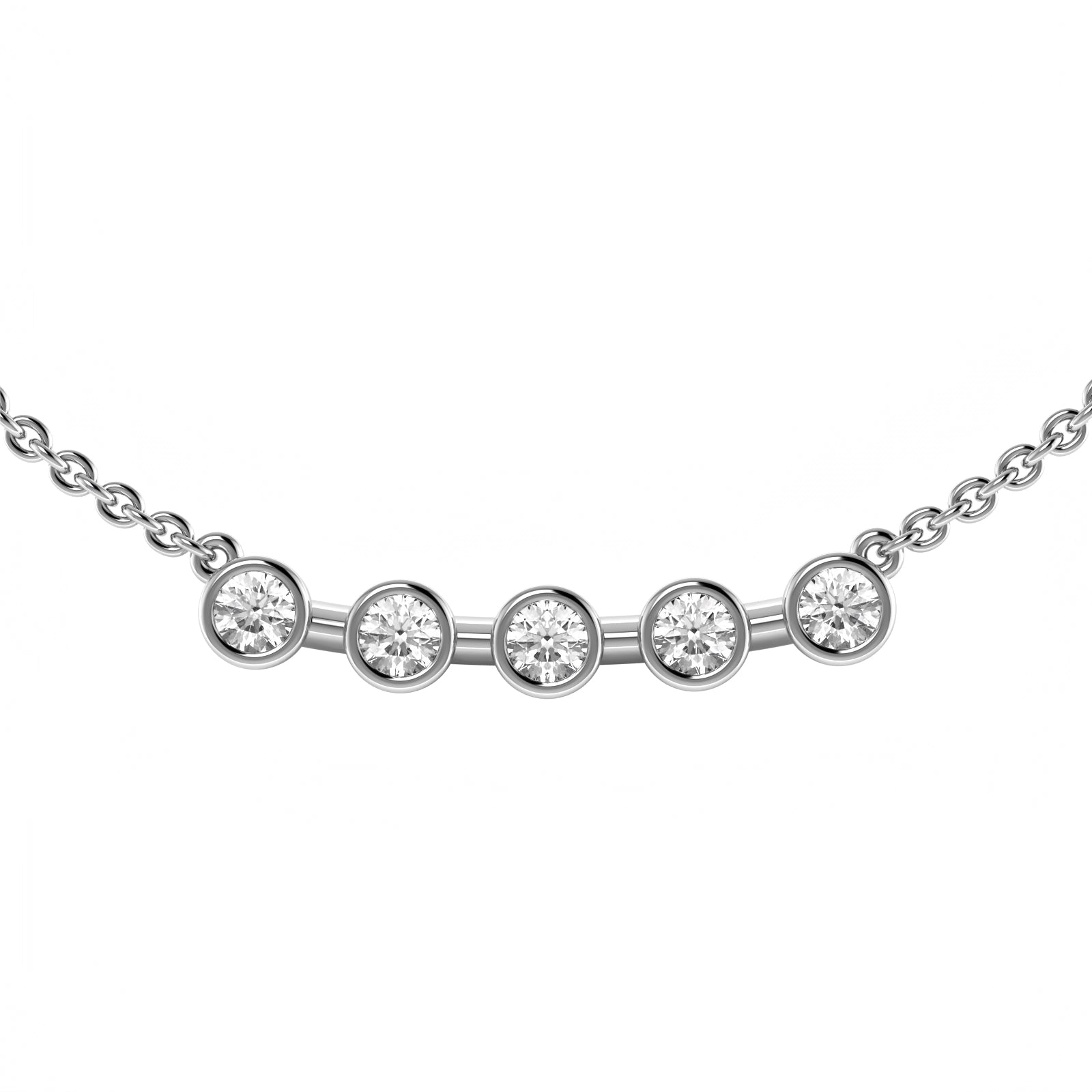 The 5 Rounds Sapphire Necklace - 18K / Platinum