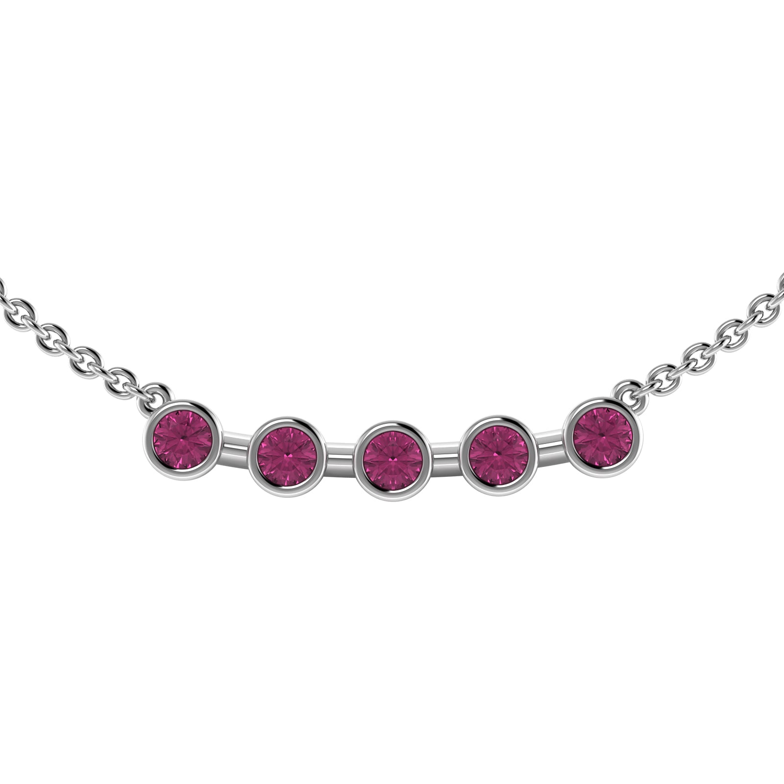 The 5 Rounds Sapphire Necklace - 18K / Platinum