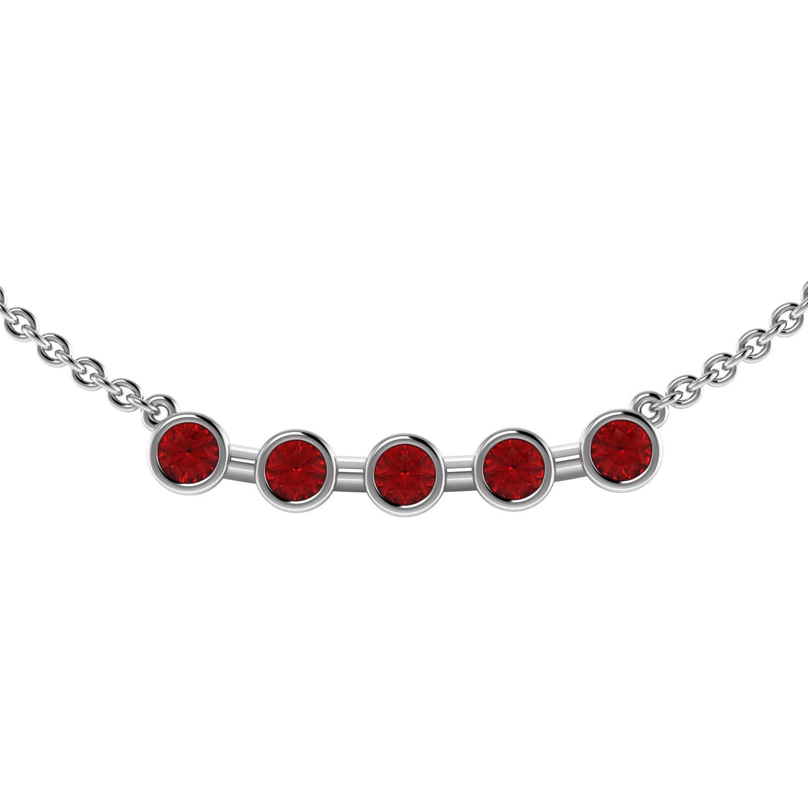 The 5 Rounds Sapphire Necklace - 18K / Platinum