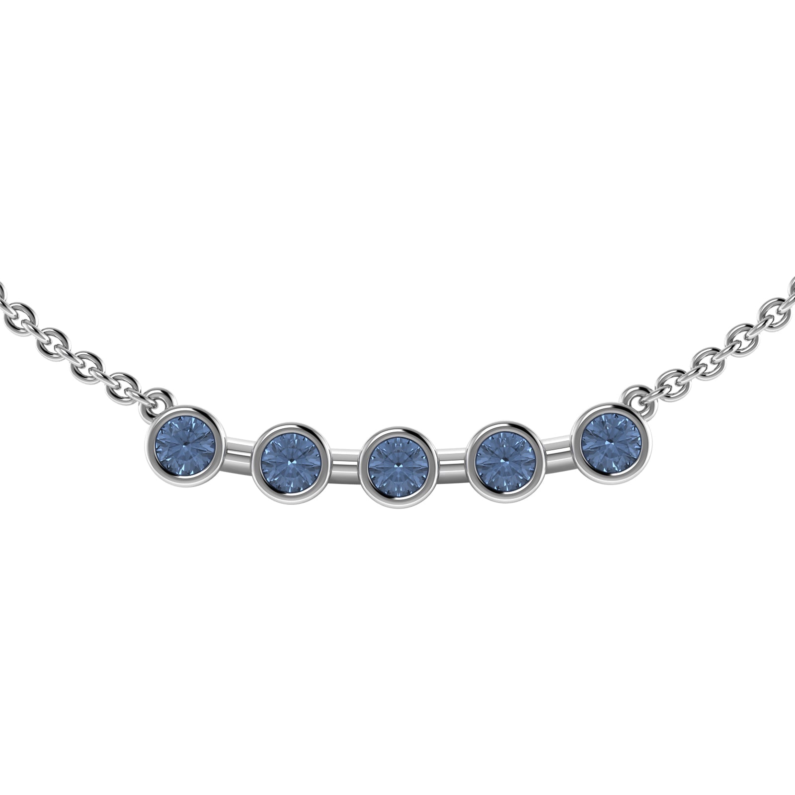 The 5 Rounds Sapphire Necklace - 18K / Platinum
