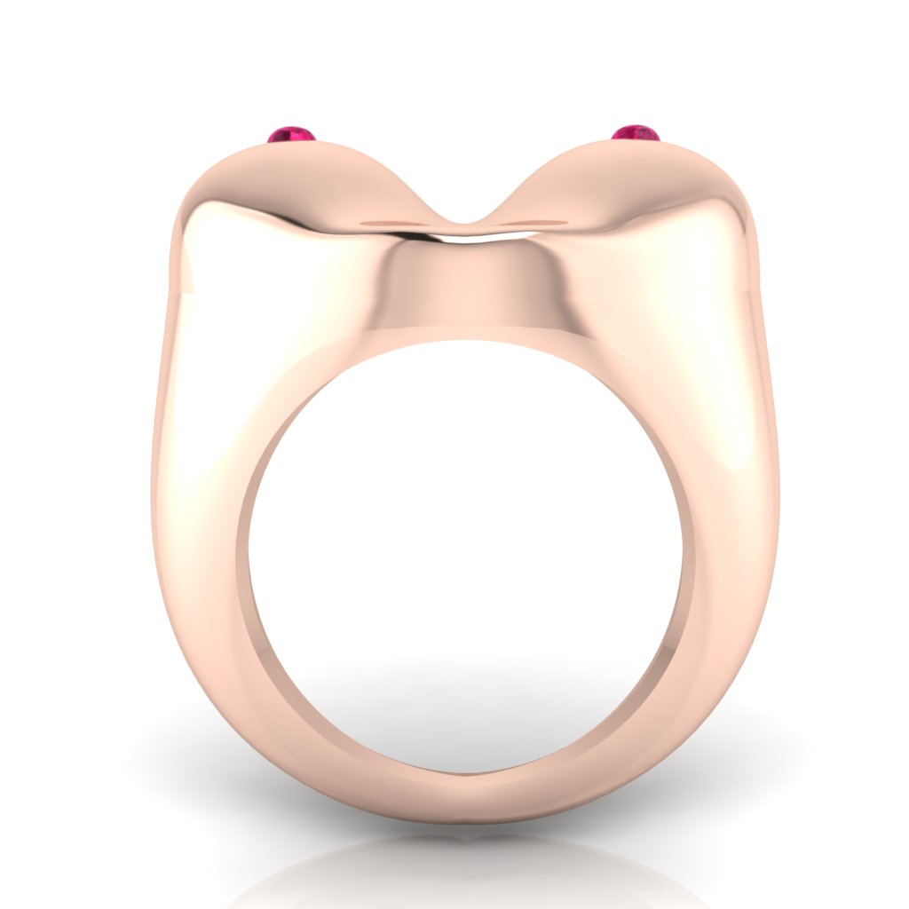 The Bust Ring - Breast Ring with Natural Diamonds or Natural Rubies