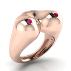 The Bust Ring - Breast Ring with Natural Diamonds or Natural Rubies
