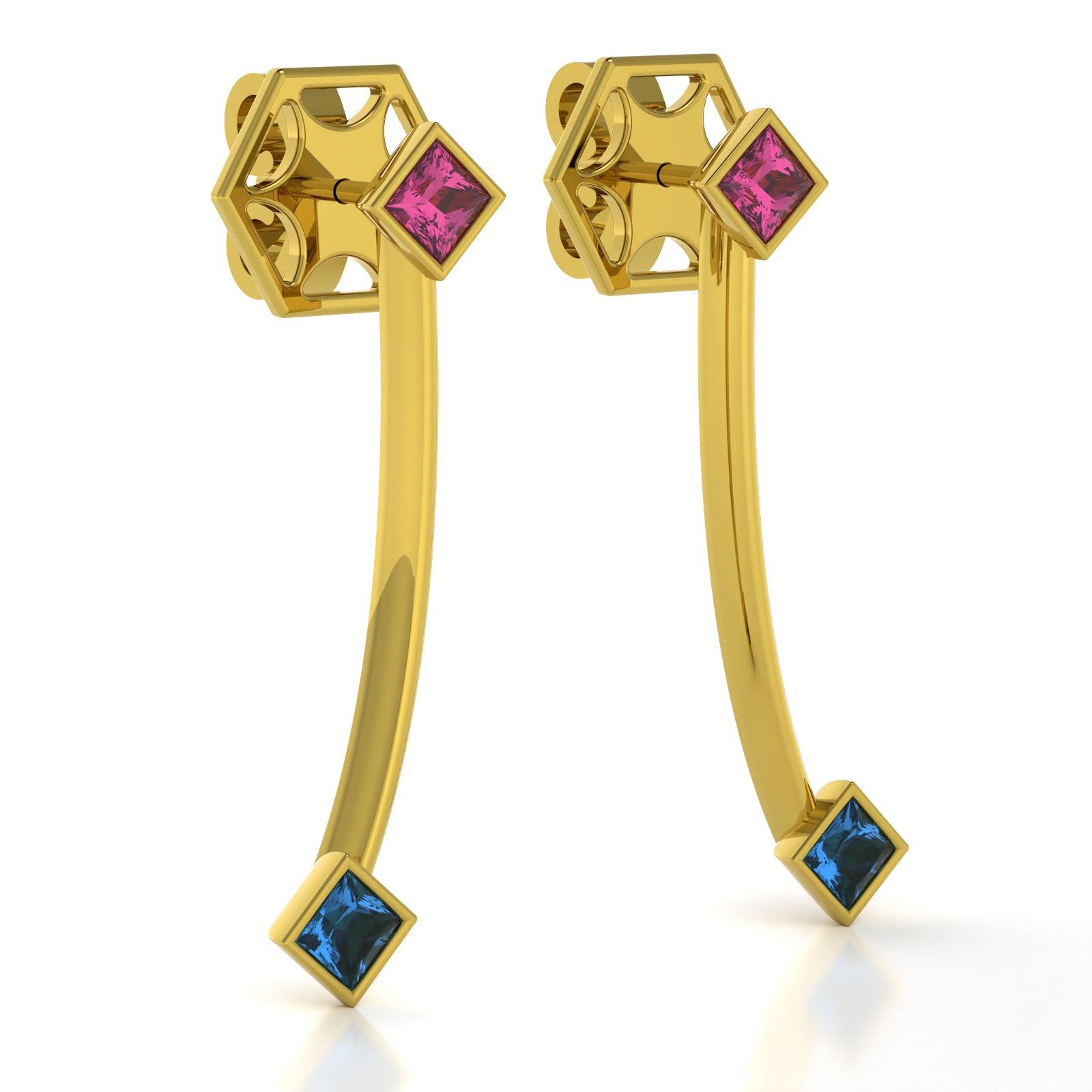 The Mingled Princesses Earrings - Double Princess - 18K / Platinum