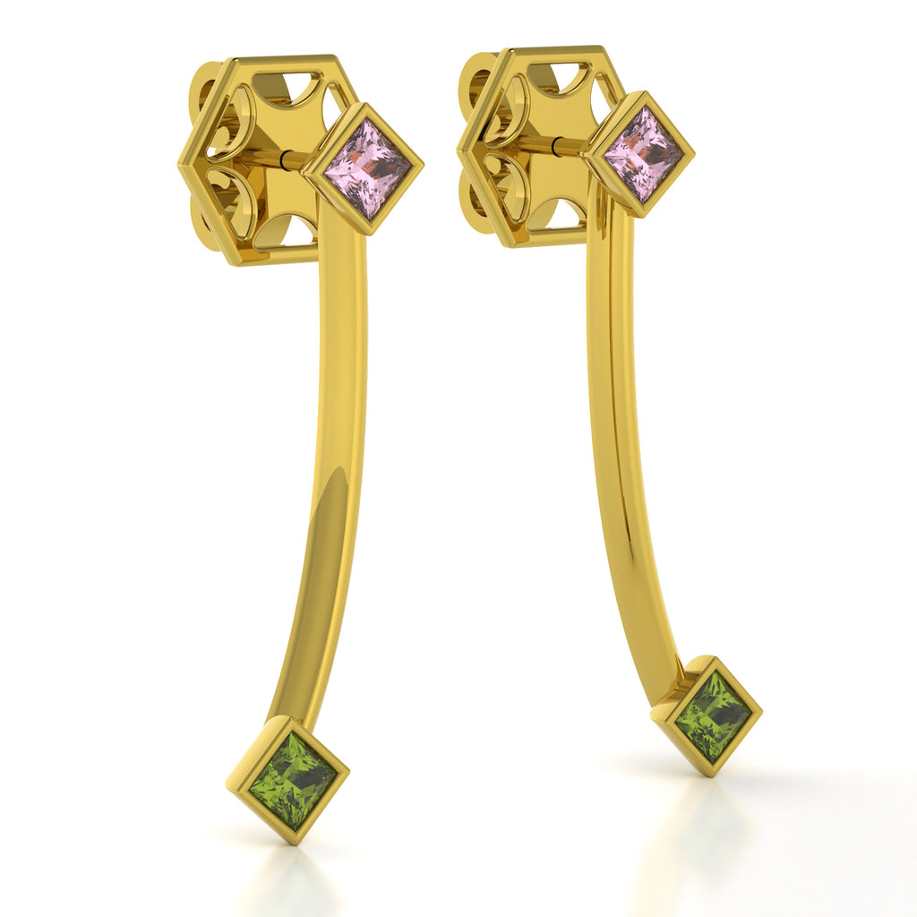 The Mingled Princesses Earrings - Double Princess - 18K / Platinum