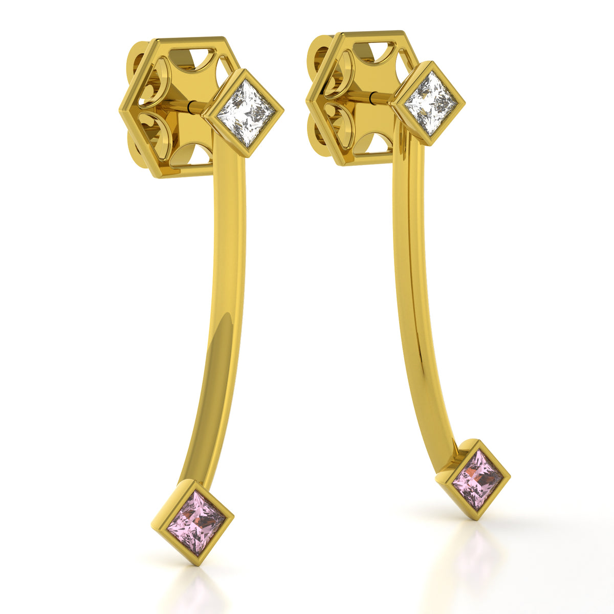 The Mingled Princesses Earrings - Double Princess - 18K / Platinum