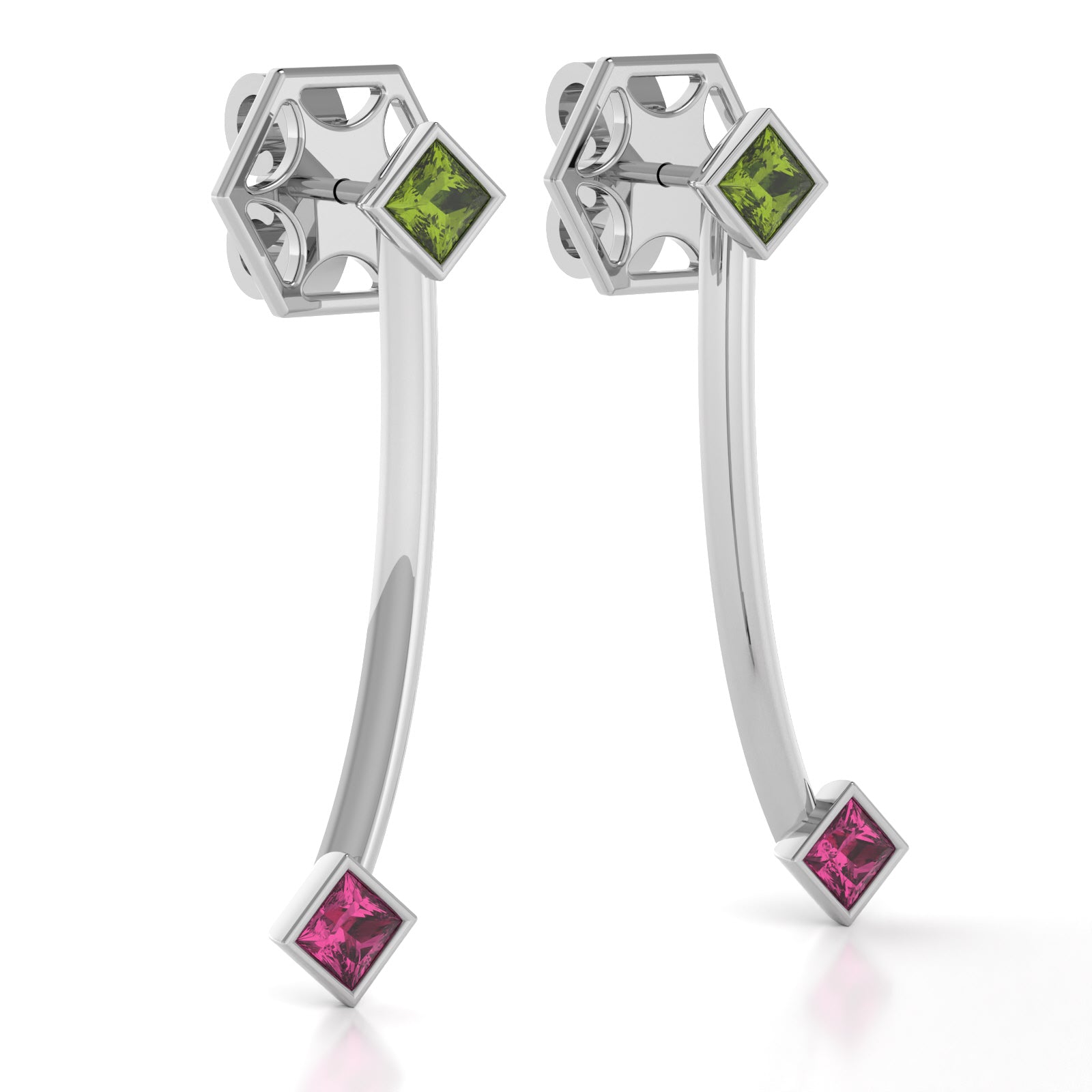 The Mingled Princesses Earrings - Double Princess - 18K / Platinum