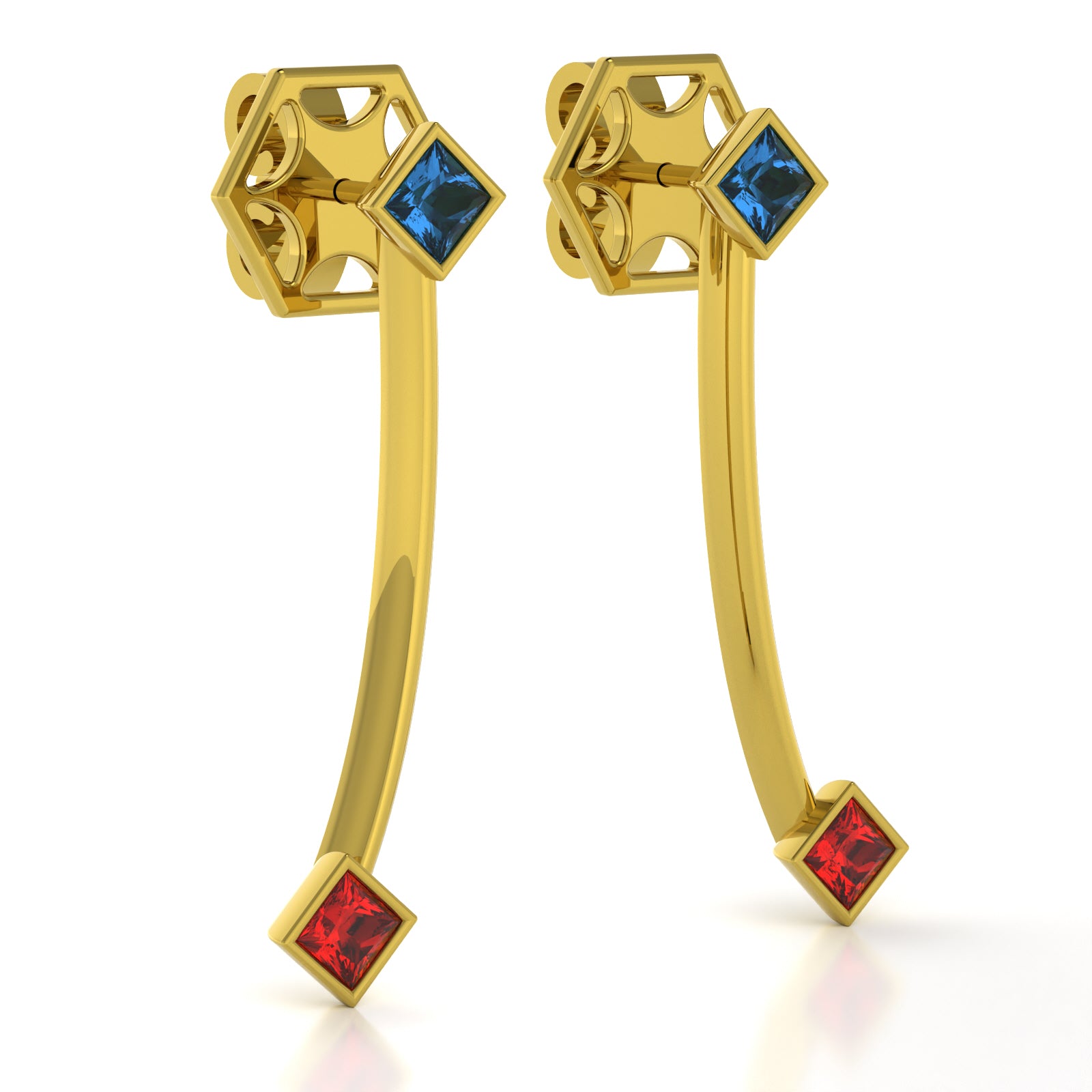 The Mingled Princesses Earrings - Double Princess - 18K / Platinum