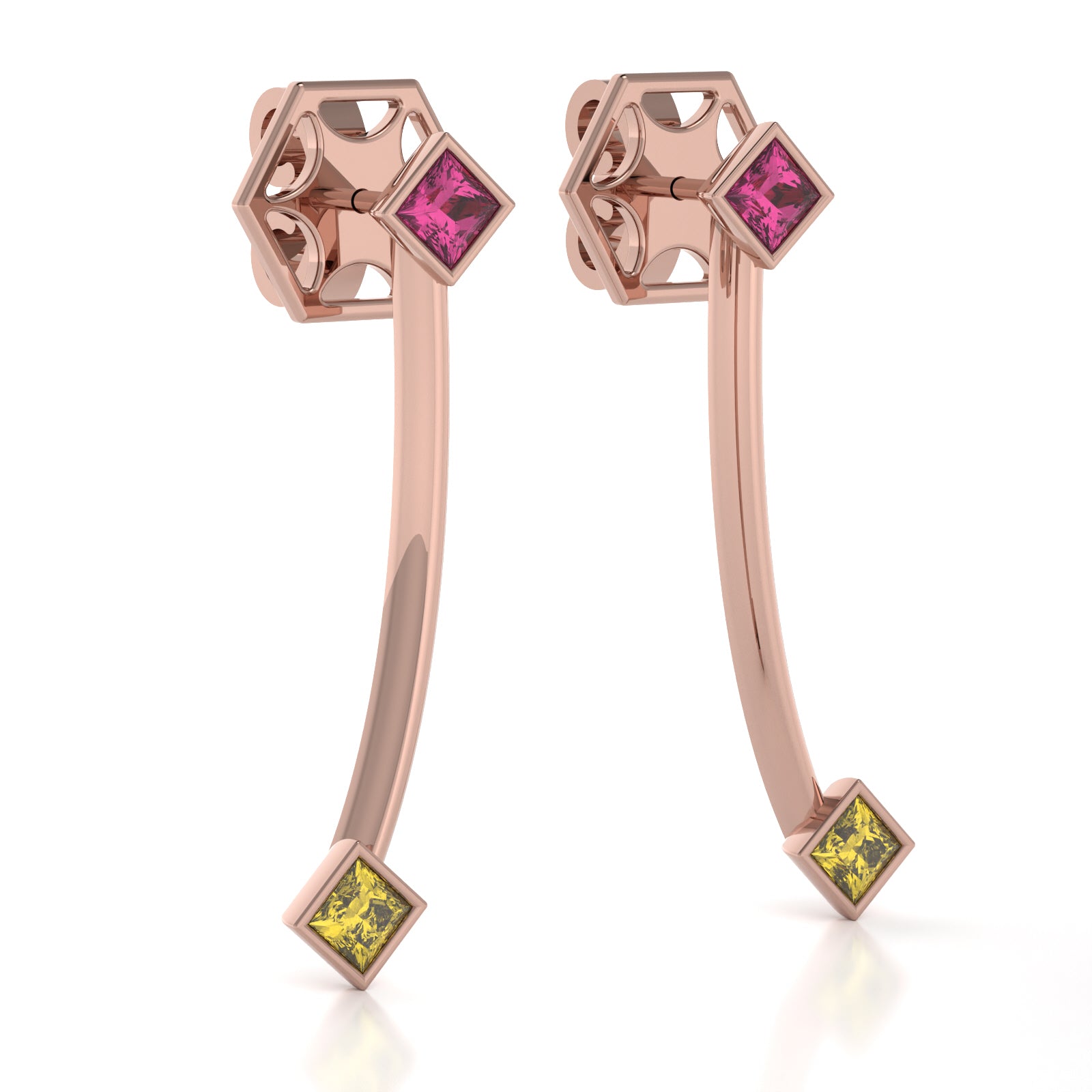 The Mingled Princesses Earrings - Double Princess - 18K / Platinum