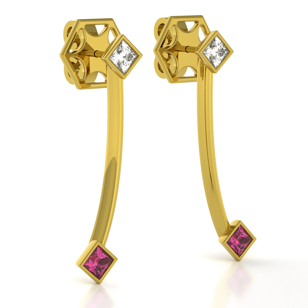 The Mingled Princesses Earrings - Double Princess - 18K / Platinum