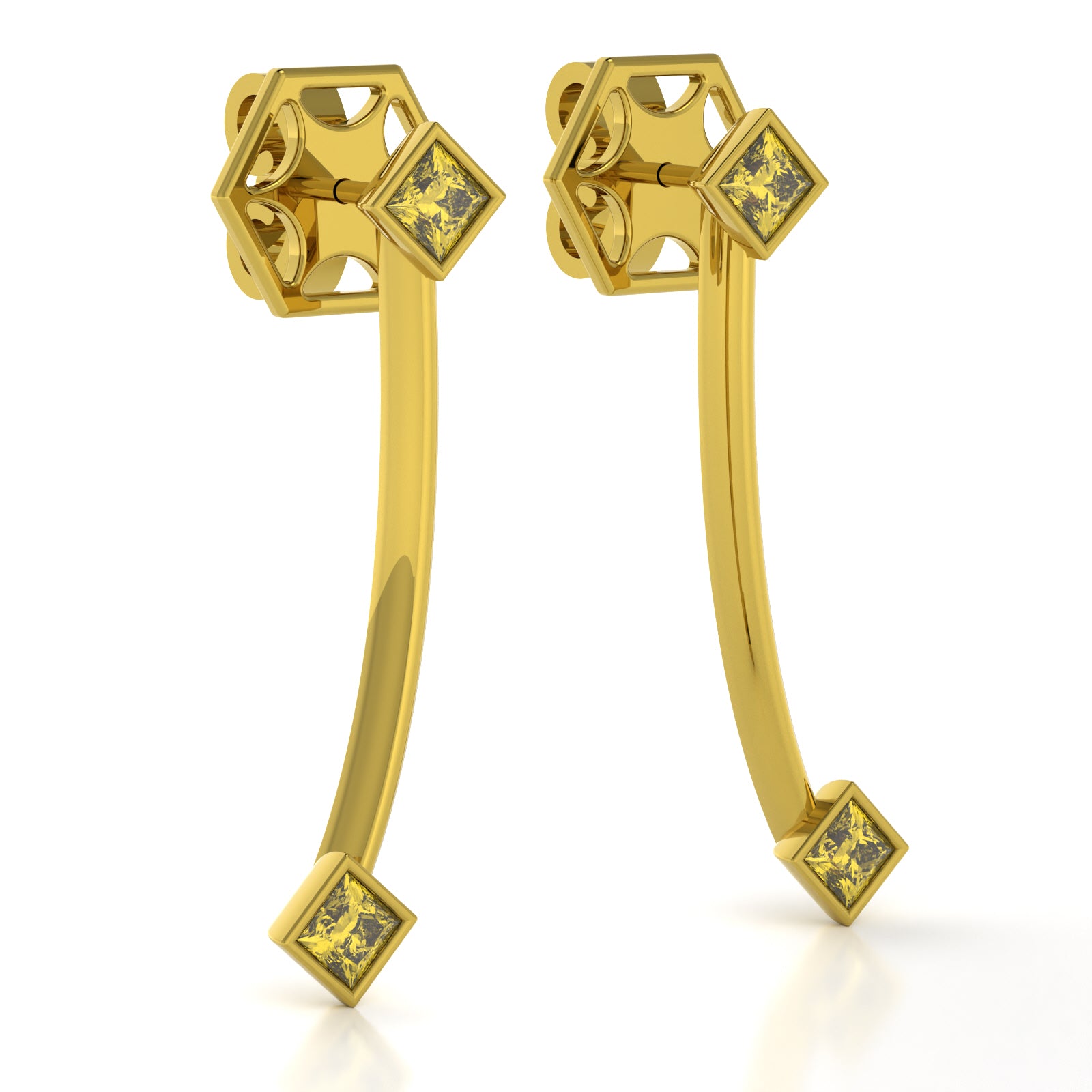 The Mingled Princesses Earrings - Double Princess - 18K / Platinum