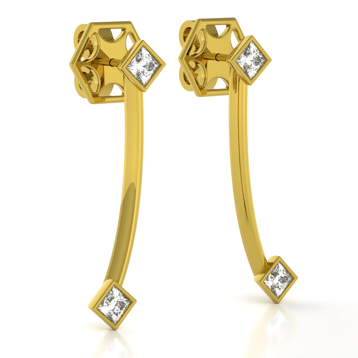 The Mingled Princesses Earrings - Double Princess - 18K / Platinum
