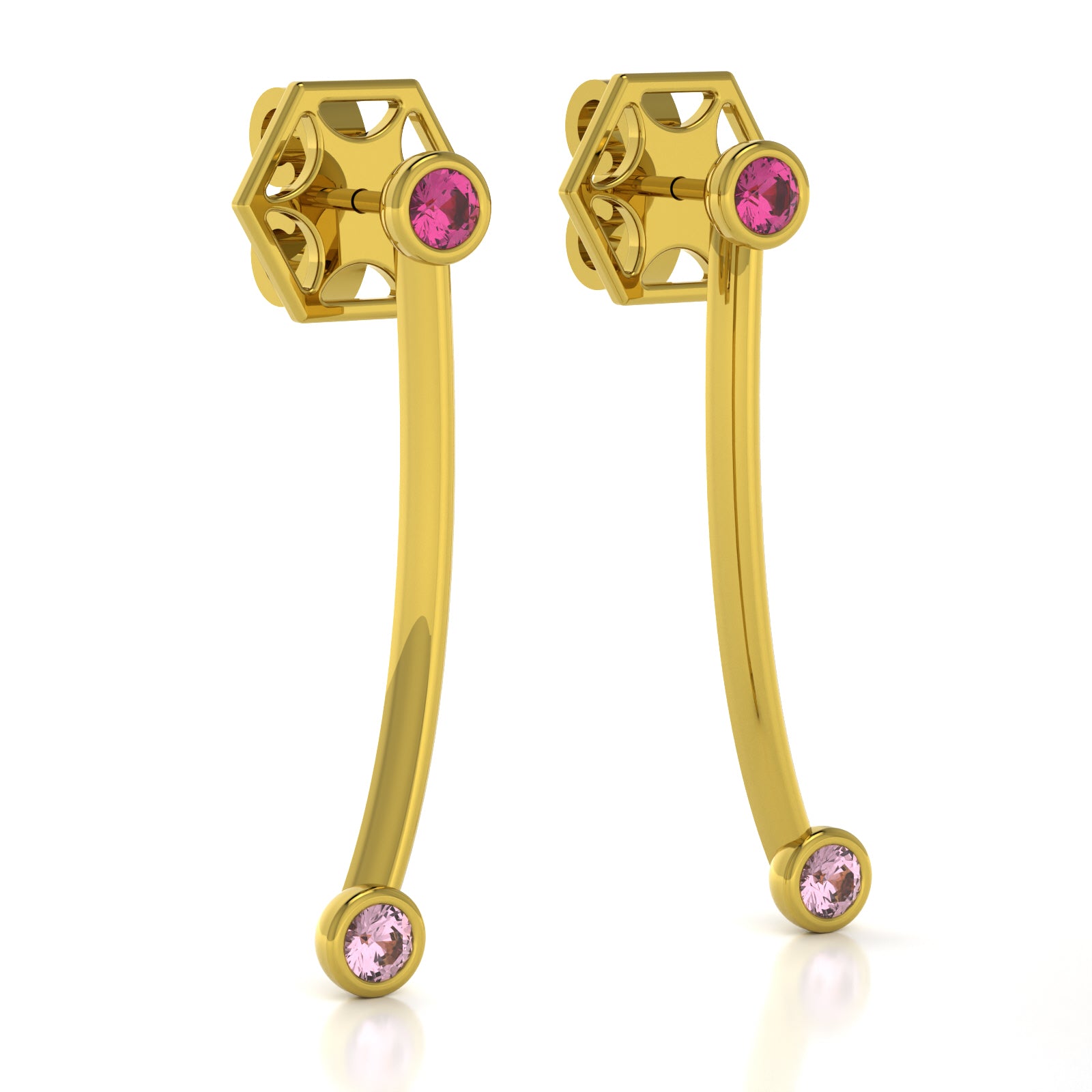 The Mingled Earrings - Double Rounds - 18K / Platinum
