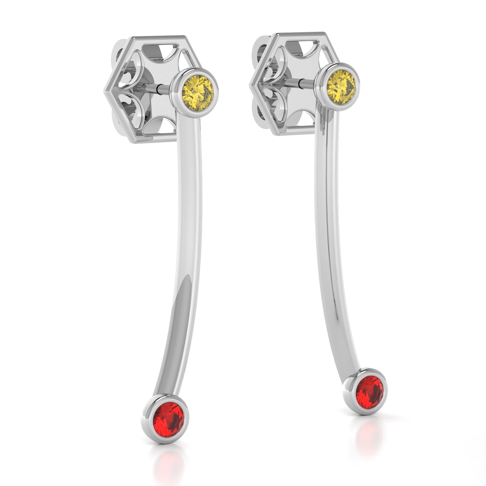 The Mingled Earrings - Double Rounds - 18K / Platinum