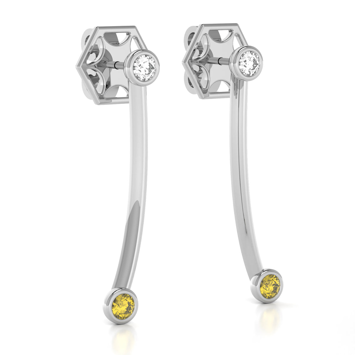 The Mingled Earrings - Double Rounds - 18K / Platinum