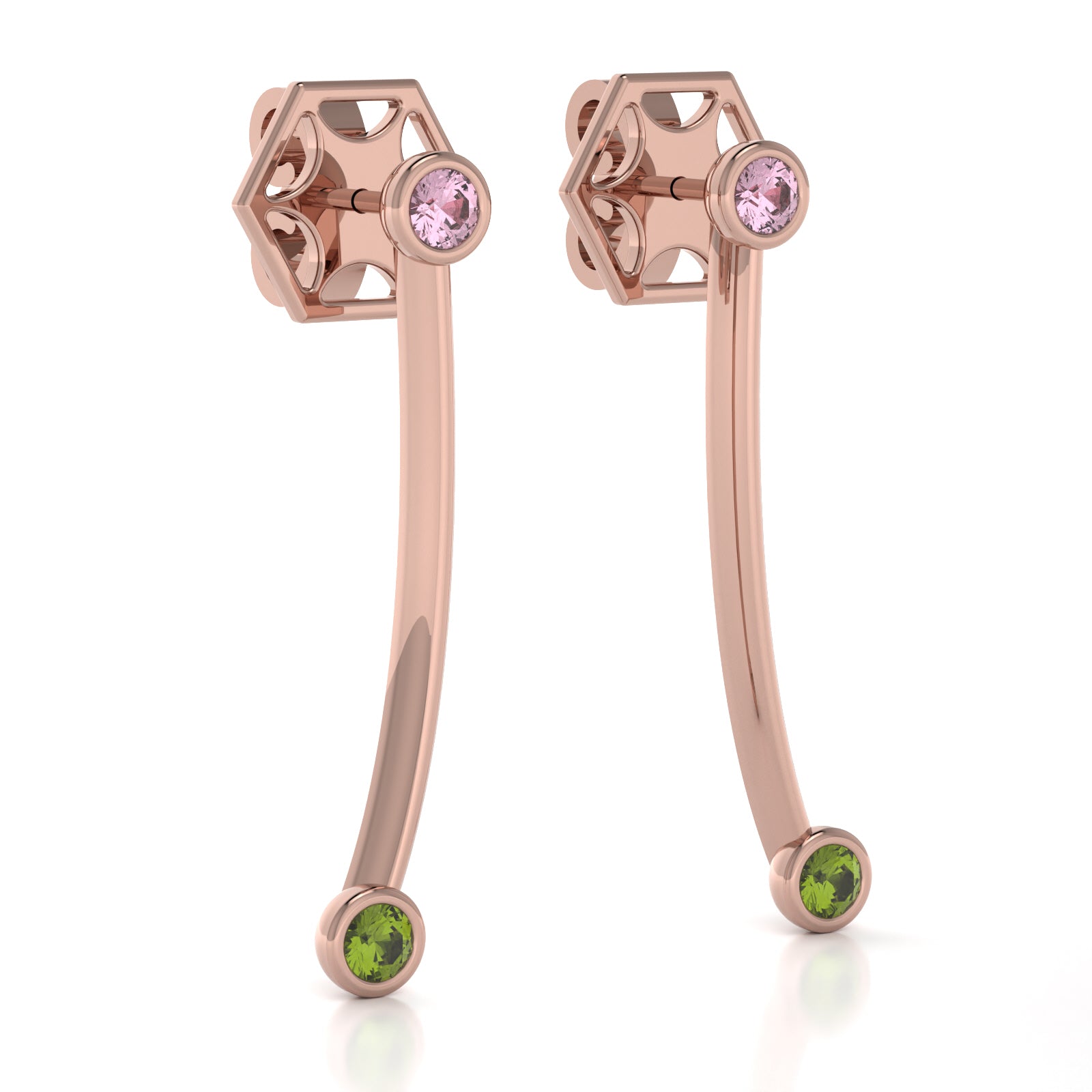 The Mingled Earrings - Double Rounds - 18K / Platinum