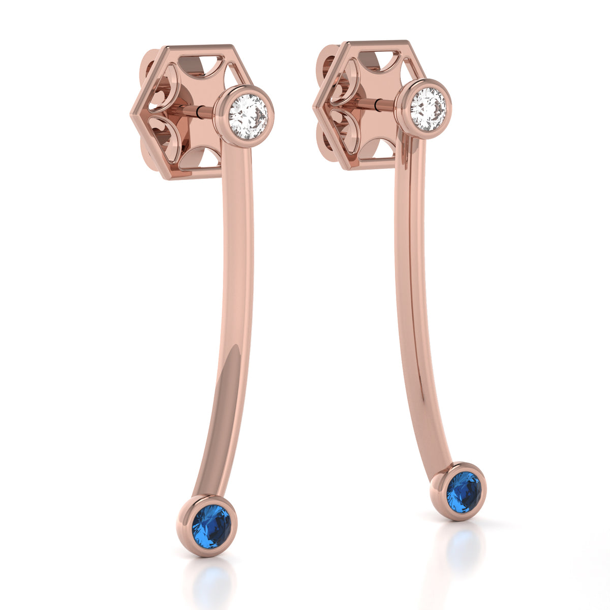 The Mingled Earrings - Double Rounds - 18K / Platinum