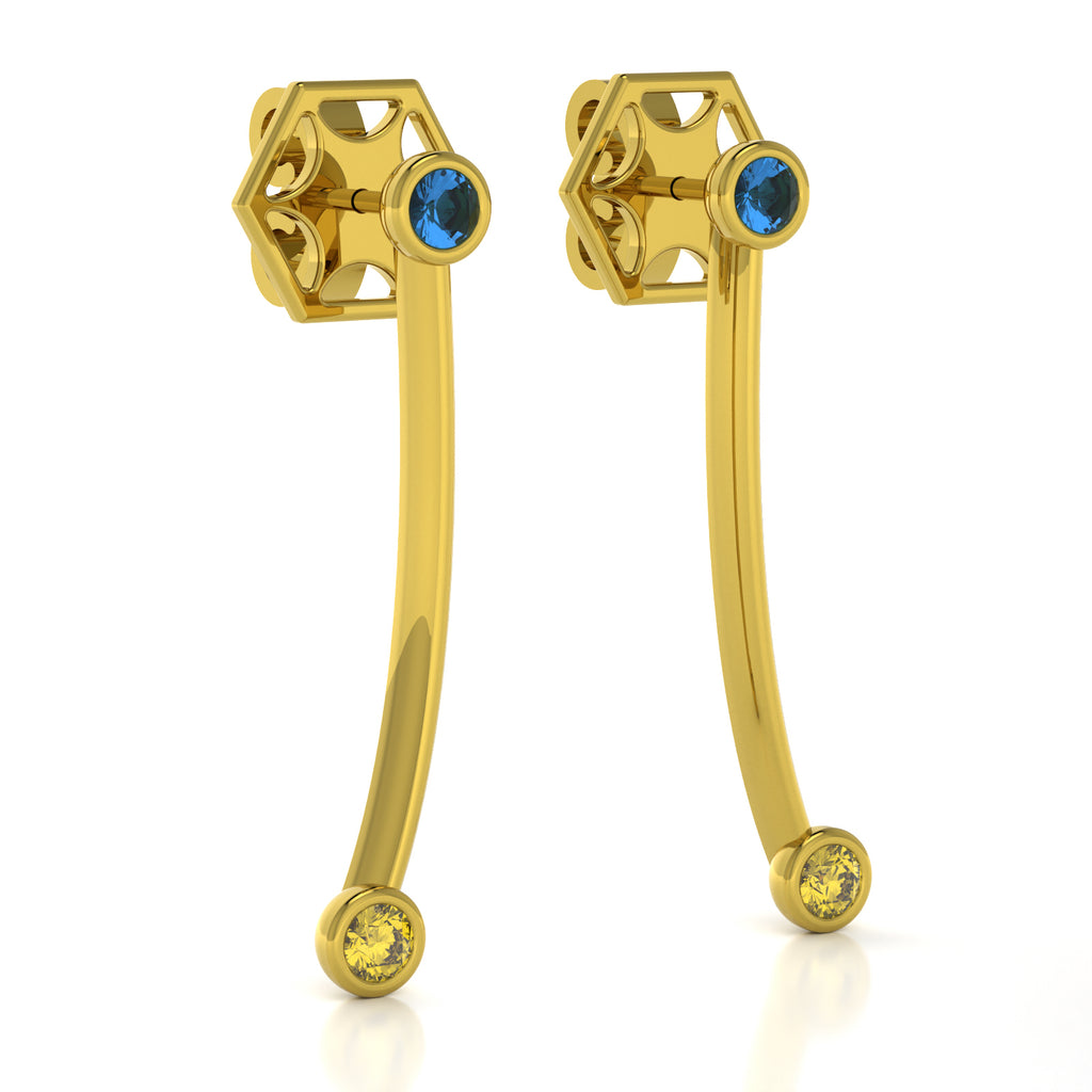 The Mingled Earrings - Double Rounds - 18K / Platinum