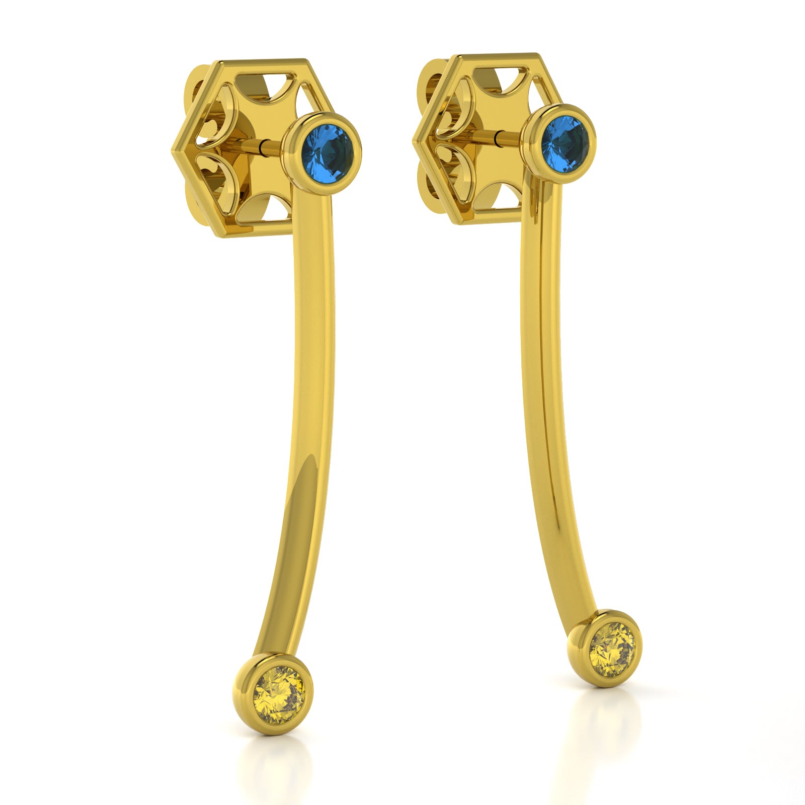 The Mingled Earrings - Double Rounds - 18K / Platinum