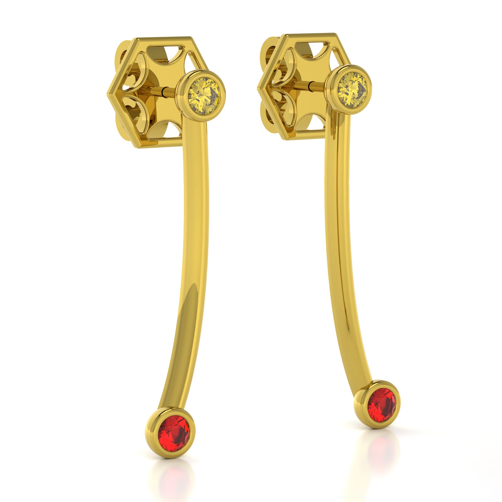 The Mingled Earrings - Double Rounds - 18K / Platinum