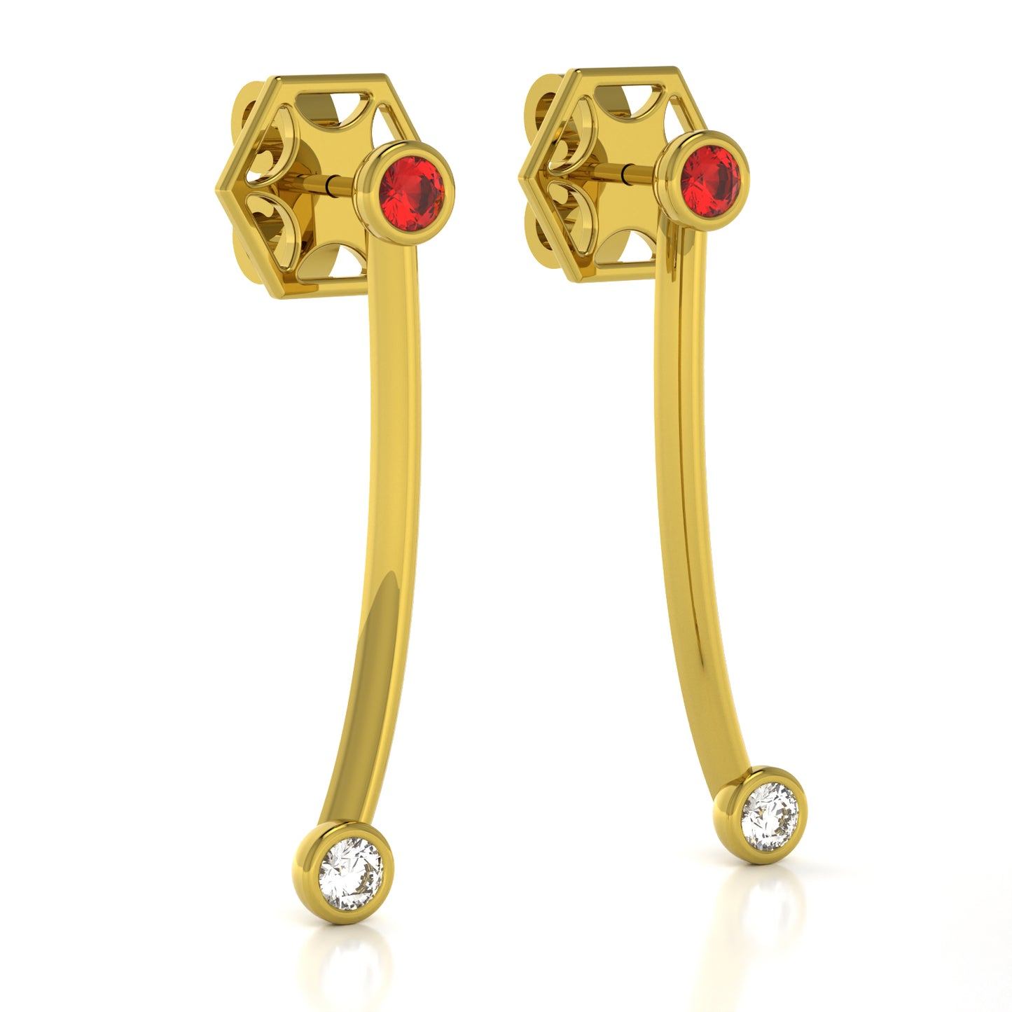 The Mingled Earrings - Double Rounds - 18K / Platinum