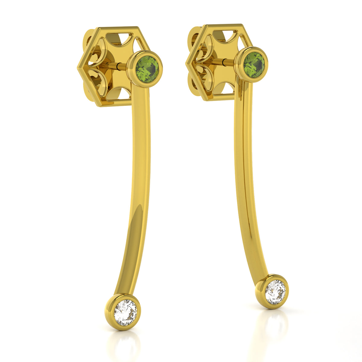 The Mingled Earrings - Double Rounds - 18K / Platinum