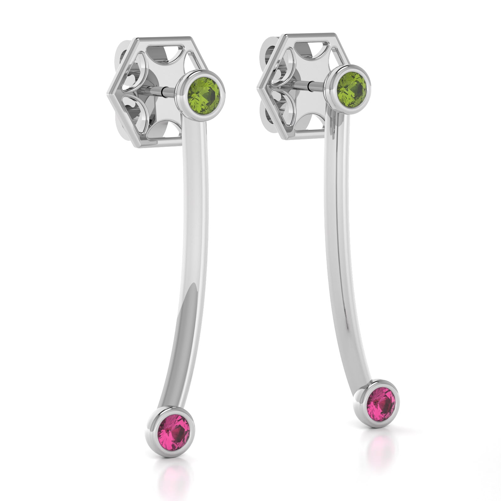 The Mingled Earrings - Double Rounds - 18K / Platinum
