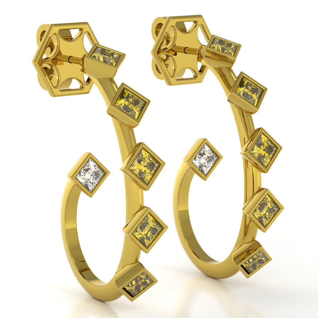 The Mingled Princesses Earrings - Medium Size - 18K / Platinum