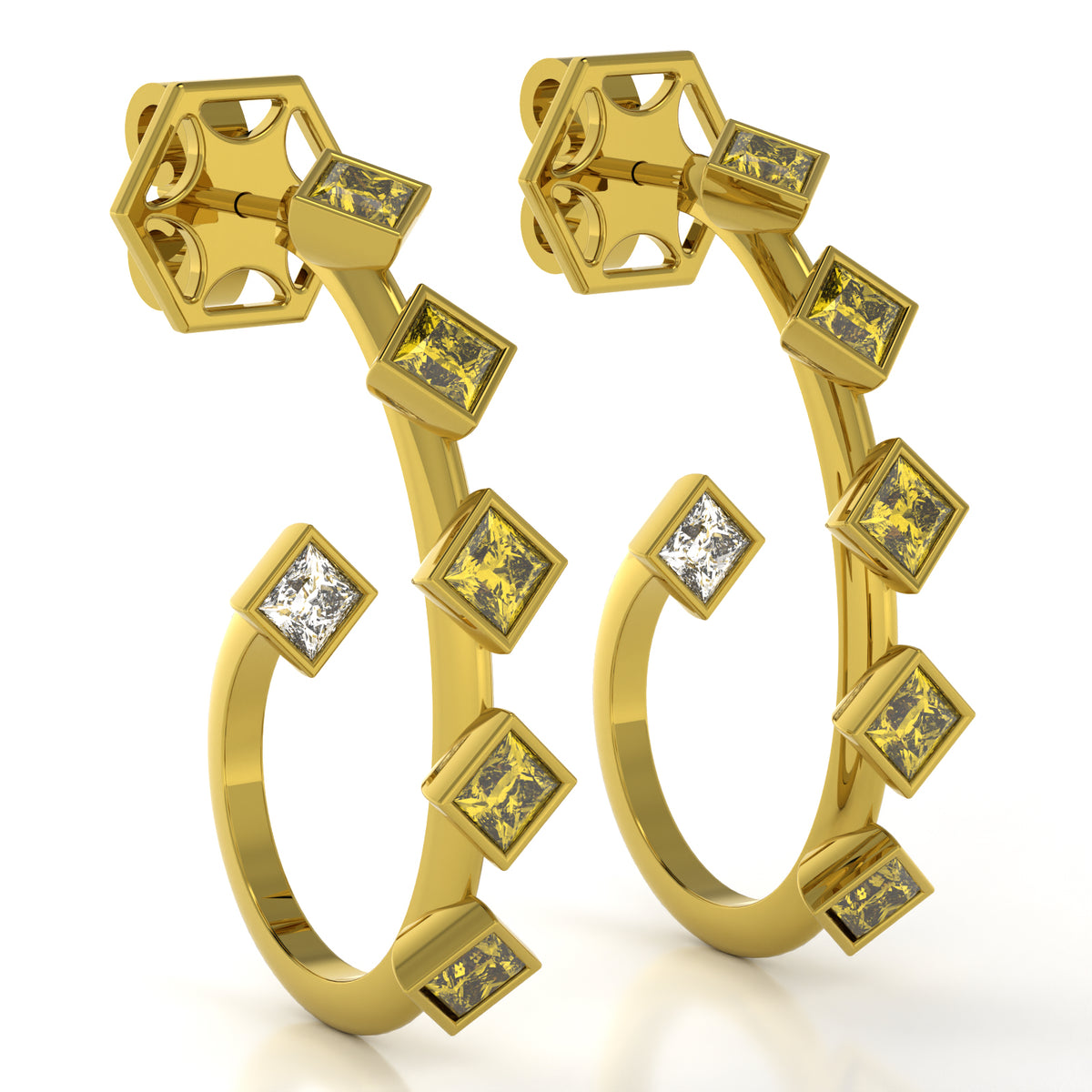The Mingled Princesses Earrings - Medium Size - 18K / Platinum