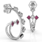 The Mingled Princesses Earrings - Double Twins - Medium Size - 18K / Platinum