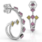 The Mingled Princesses Earrings - Double Twins - Medium Size - 18K / Platinum