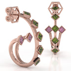 The Mingled Princesses Earrings - Double Twins - Medium Size - 18K / Platinum