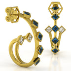The Mingled Princesses Earrings - Double Twins - Medium Size - 18K / Platinum