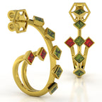 The Mingled Princesses Earrings - Double Twins - Medium Size - 18K / Platinum