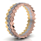 Stackable Quad Rings - Set of Three Rings - Natural Diamonds - Triad