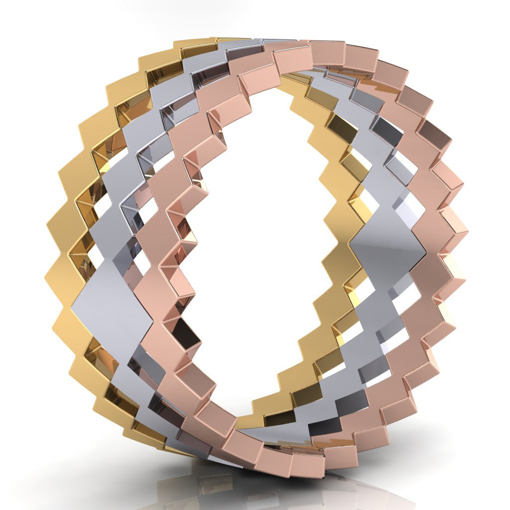 Stackable Quad Rings - Set of Three Rings - Natural Diamonds - Triad