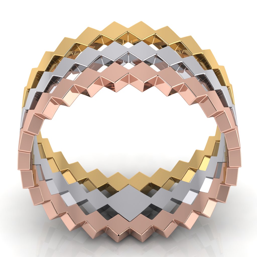 Stackable Quad Rings - Set of Three Rings - Natural Diamonds - Triad