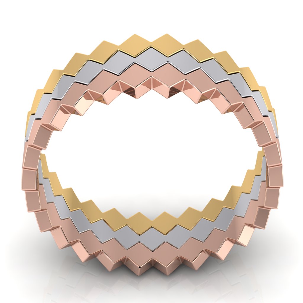 Stackable Quad Rings - Set of Three Rings - Natural Diamonds - Triad