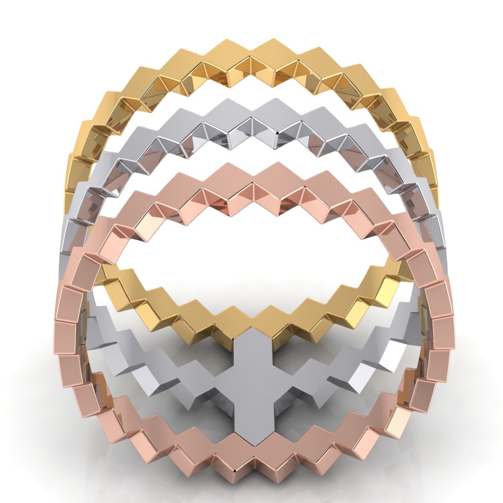 Stackable Quad Rings - Set of Three Rings - Natural Diamonds - Triad