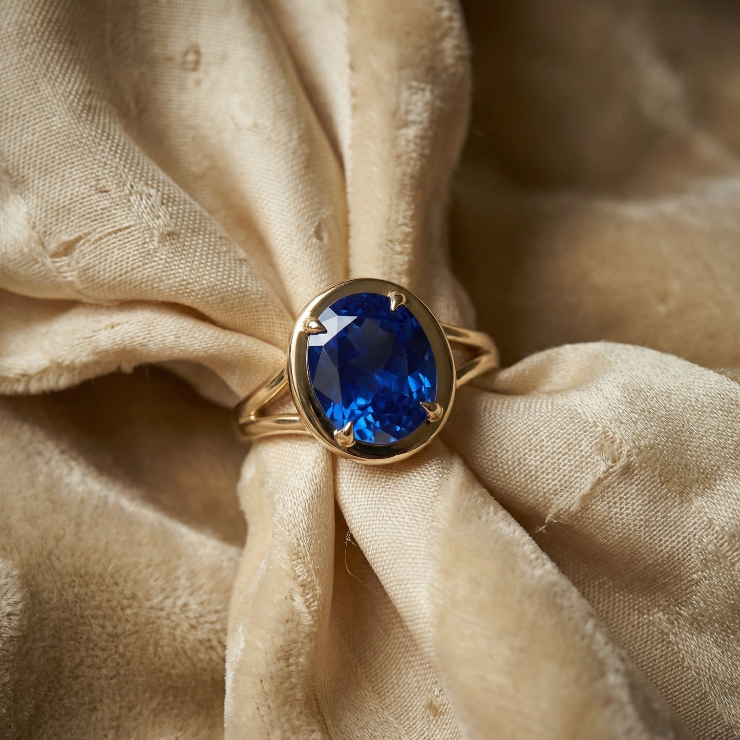 5ct Oval Sapphire Ring - September Birthstone - Lab-Grown Stone