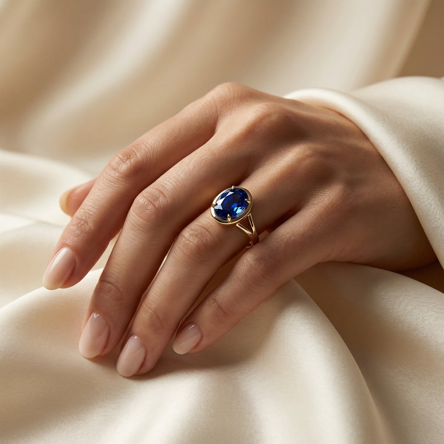 5ct Oval Sapphire Ring - September Birthstone - Lab-Grown Stone