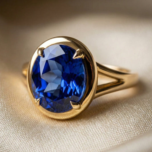 5ct Oval Sapphire Ring - September Birthstone - Lab-Grown Stone