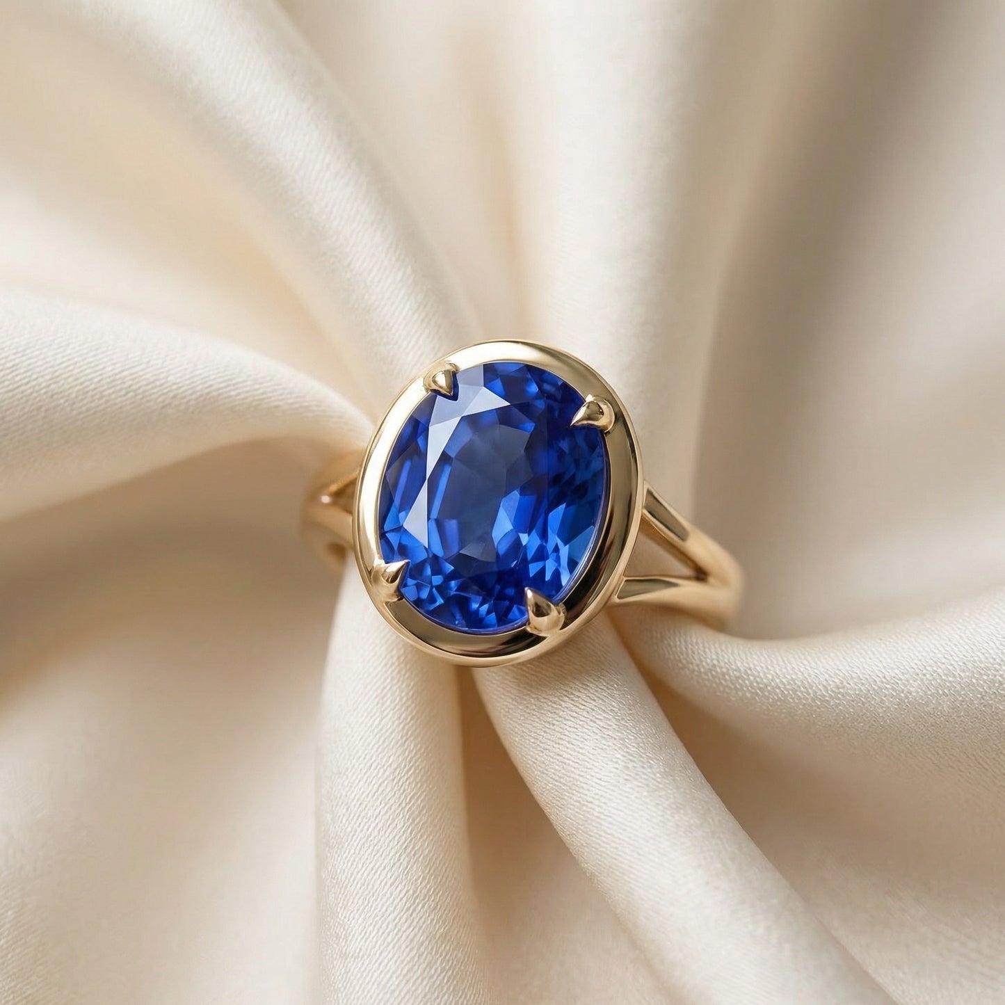 5ct Oval Sapphire Ring - September Birthstone - Lab-Grown Stone