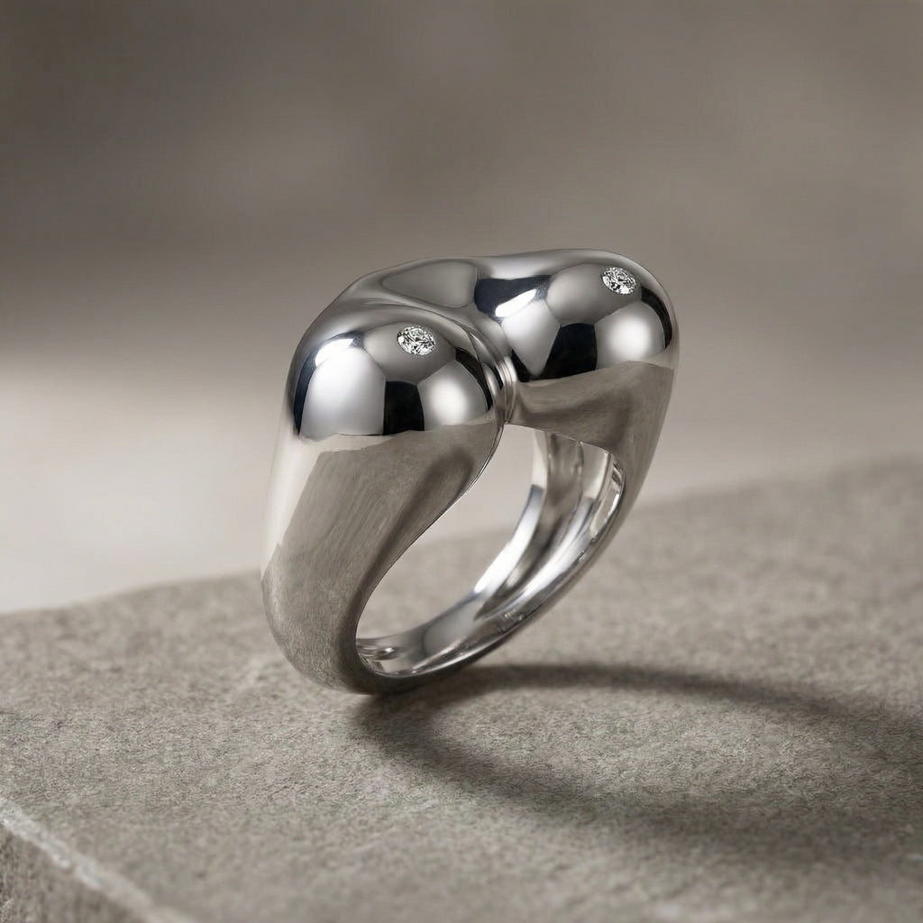 The Bust Ring - Breast Ring with Natural Diamonds or Natural Rubies