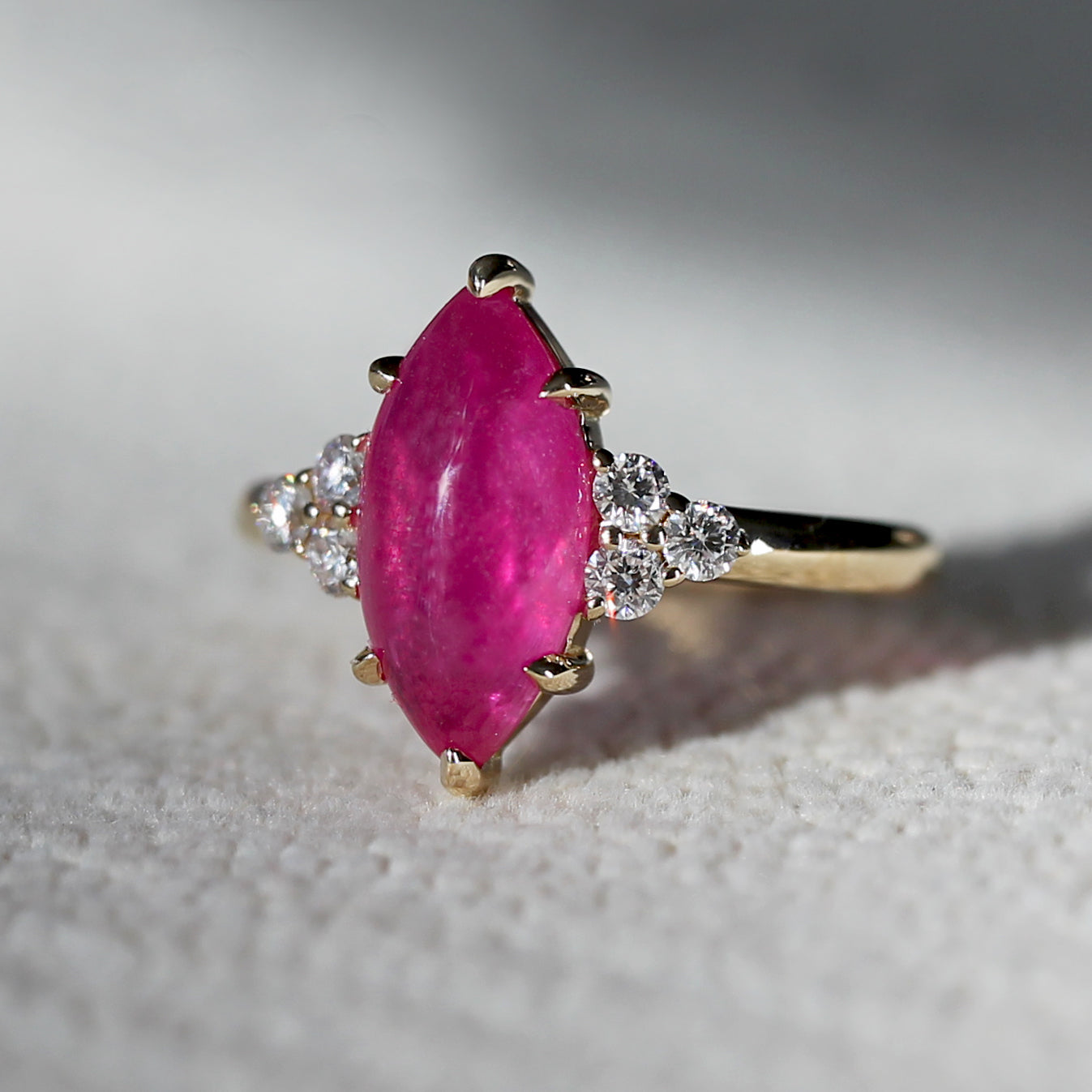 Natural Ruby 3.0ct Marquise Ring - Natural Diamond Accent - July Birthstone