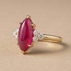 Natural Ruby 3.0ct Marquise Ring - Natural Diamond Accent - July Birthstone