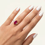 Natural Ruby 3.0ct Marquise Ring - Natural Diamond Accent - July Birthstone